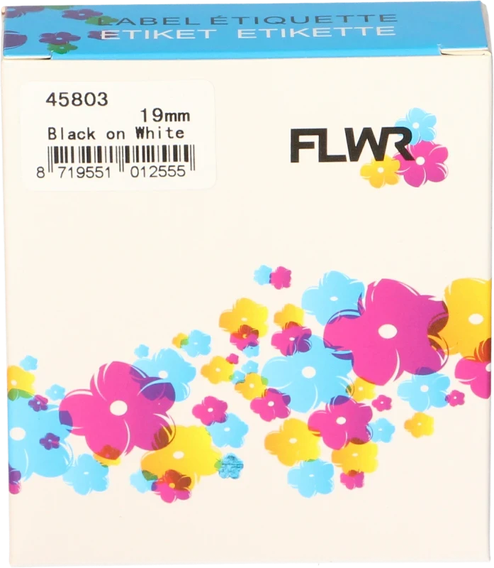 FLWR Dymo 45803 zwart op wit breedte 19 mm