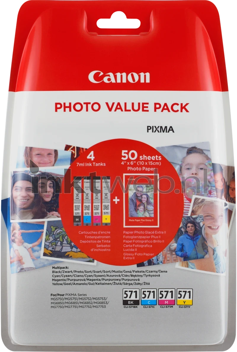 Canon CLI-571 4-pack En Fotopapier Zwart En Kleur (Origineel)