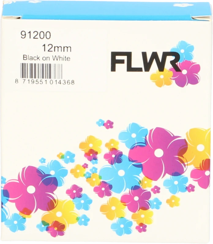 FLWR Dymo 91200 zwart op wit breedte 12 mm