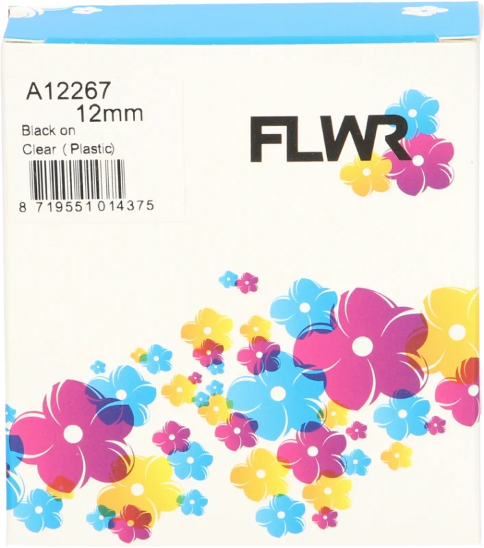 FLWR Dymo 12267 zwart op transparant breedte 12 mm