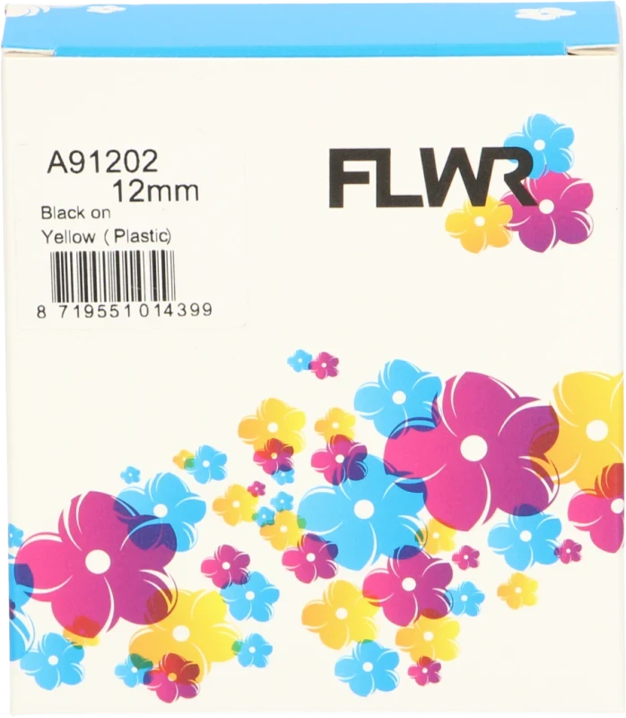 FLWR Dymo 91202 zwart op geel breedte 12 mm