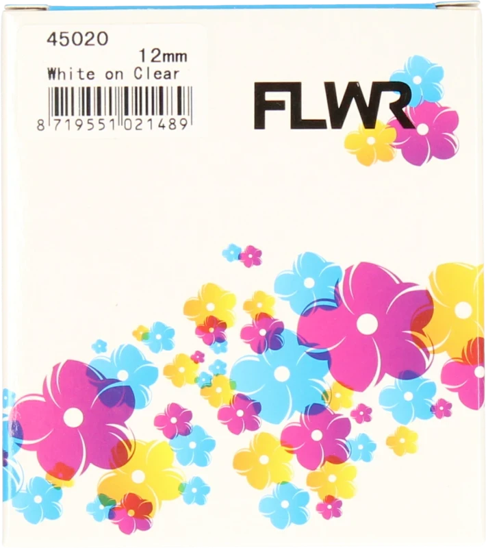 FLWR Dymo 45020 wit op transparant breedte 12 mm