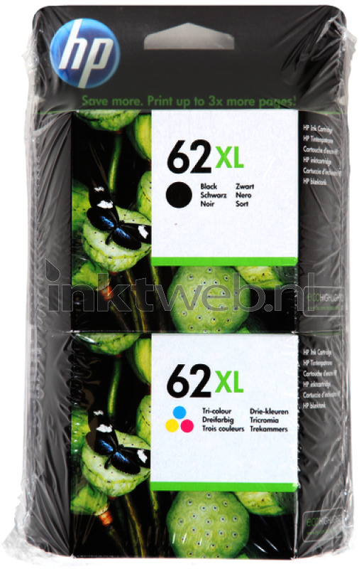 gemak Afgrond Fotoelektrisch HP 62XL Combo pack zwart en kleur (Origineel Hoge Capaciteit)