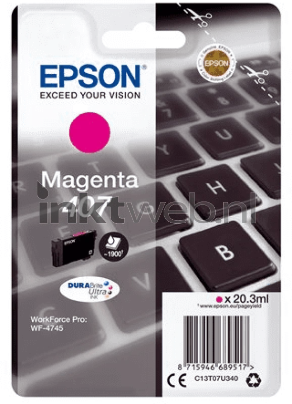 Epson 407 inktcartridge magenta