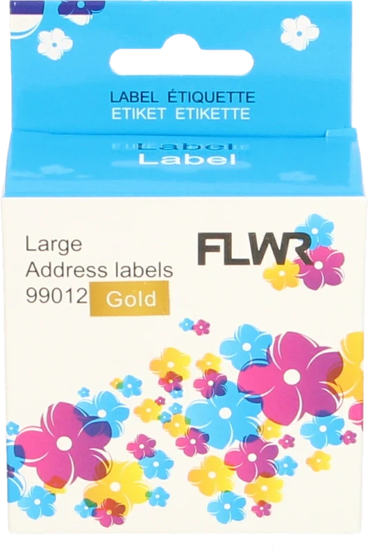 FLWR Dymo 99012 adreslabel 36 mm x 89 mm goud