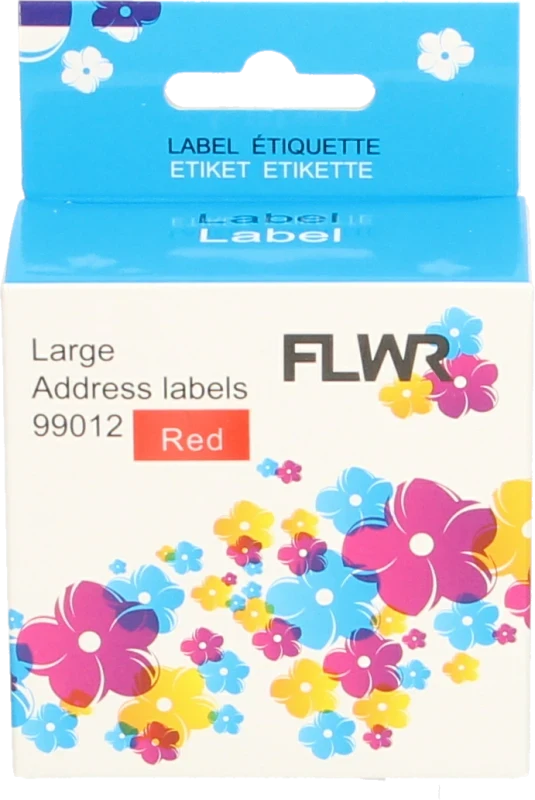 FLWR Dymo 99012 adreslabel 36 mm x 89 mm rood