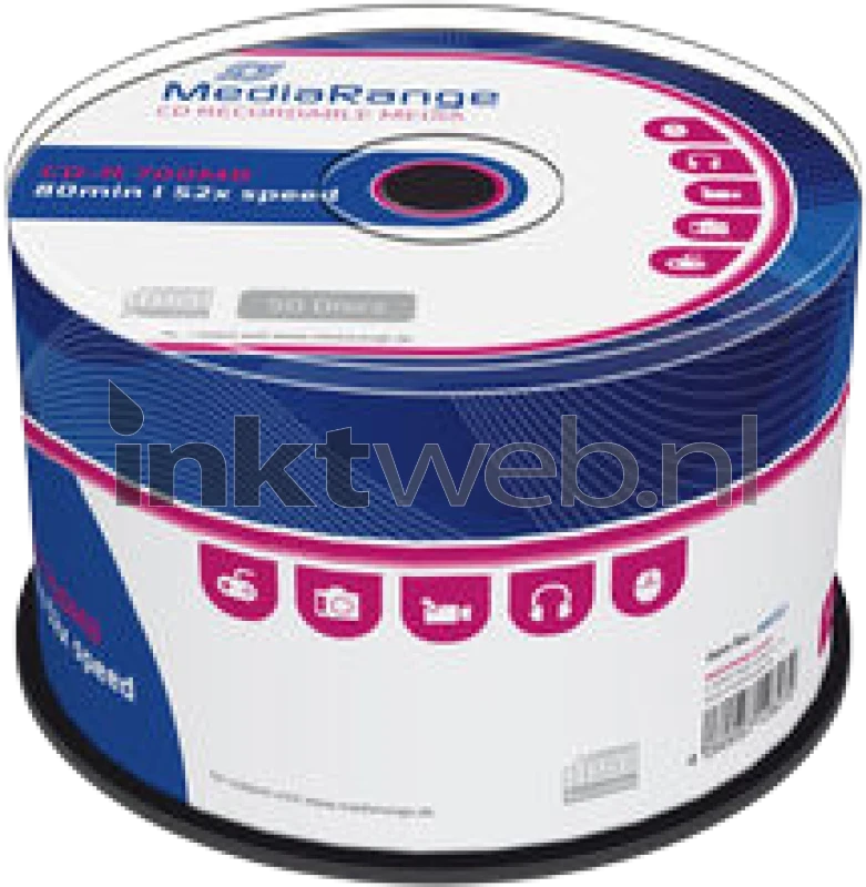 MediaRange CD-R 700 mb | 80 min. | 52x snelheid 50 stuks blanco