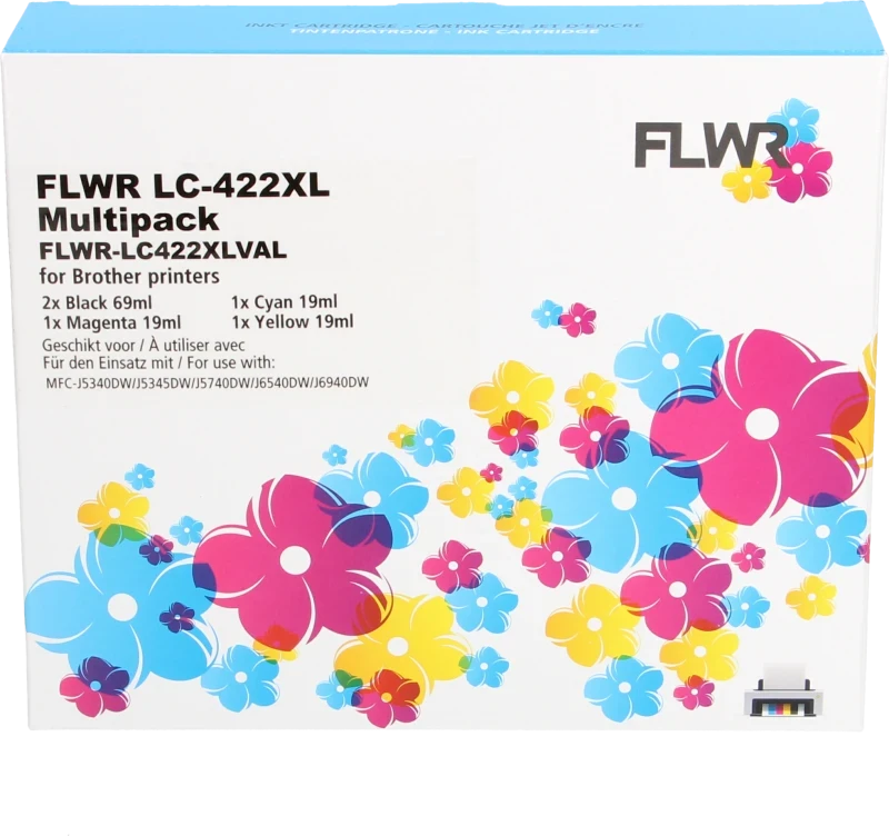 FLWR Brother LC-422XL Multipack zwart en kleur