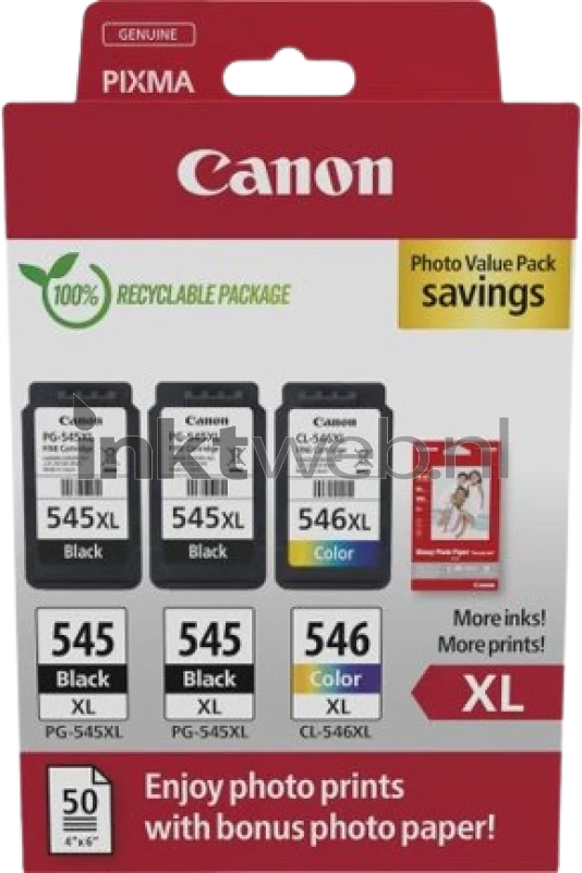 Canon PG-545XLx2/CL-546XL Multipack fotopapier zwart en kleur