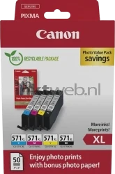 Canon CLI-571XL Multipack + fotopapier zwart en kleur Front box