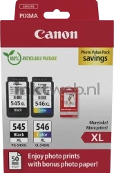 Canon PG-545XL / CL-546XL multipack met fotopapier zwart en kleur Front box