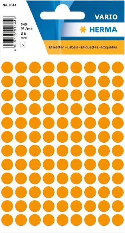 Herma 1844 Stickers rond 8mm (540stuks) oranje