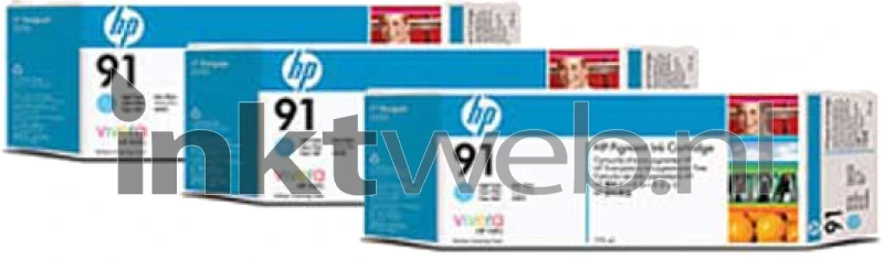 HP 91 3-pack licht cyaan