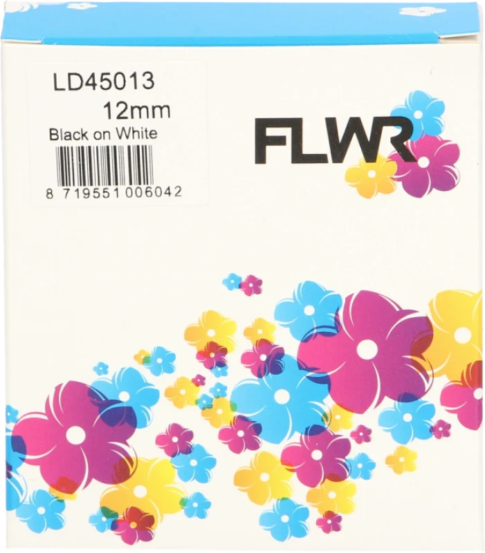 FLWR Dymo 45013 zwart op wit breedte 12 mm