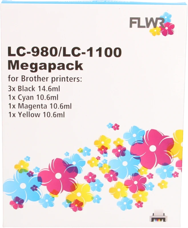 FLWR Brother LC980/1100 Megapack zwart en kleur