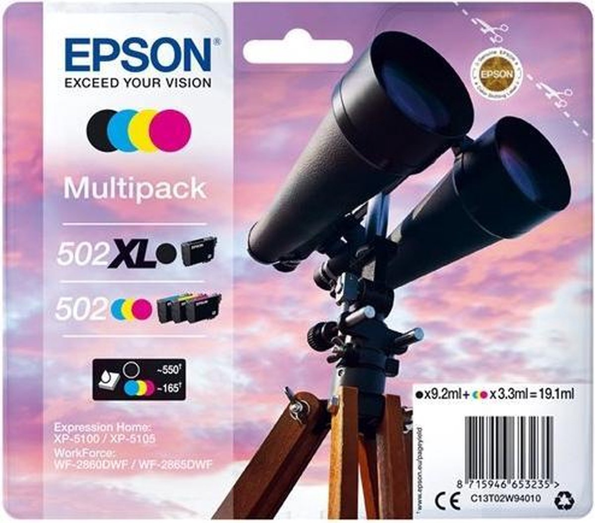 Epson 502XL / 502 Multipack zwart en kleur