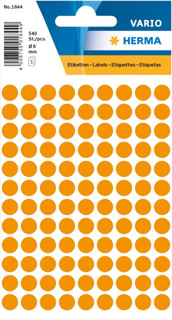 Herma 1844 Stickers rond 8mm (540stuks)  oranje