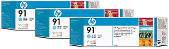 HP 91 3-pack licht cyaan