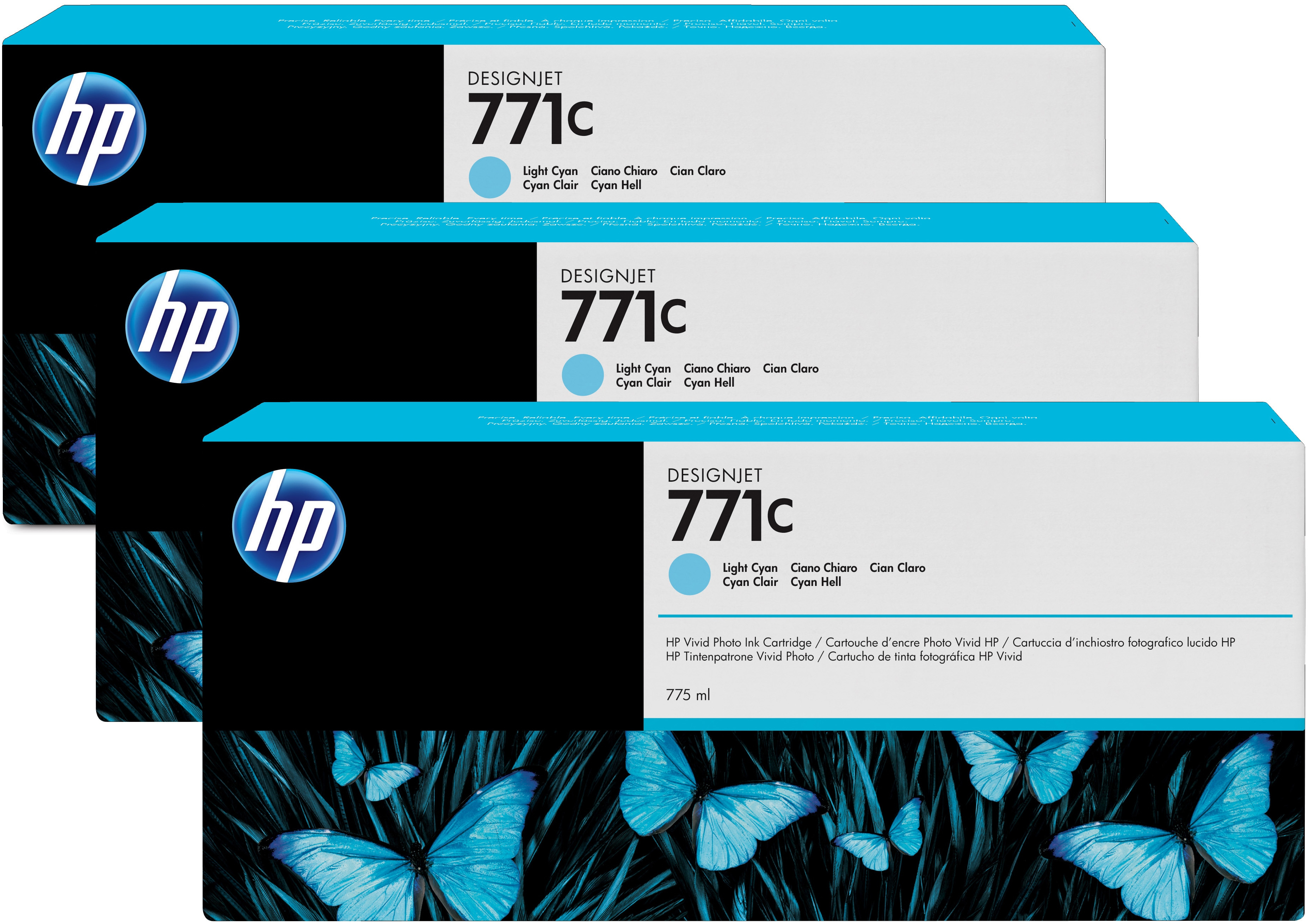 HP 771c 3-pack licht cyaan