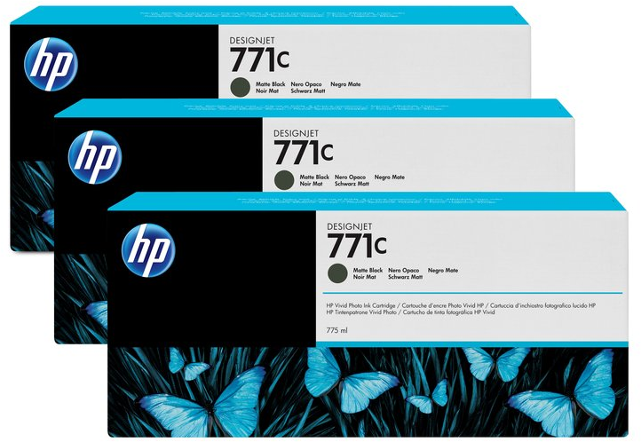 HP 771C 3-pack mat zwart